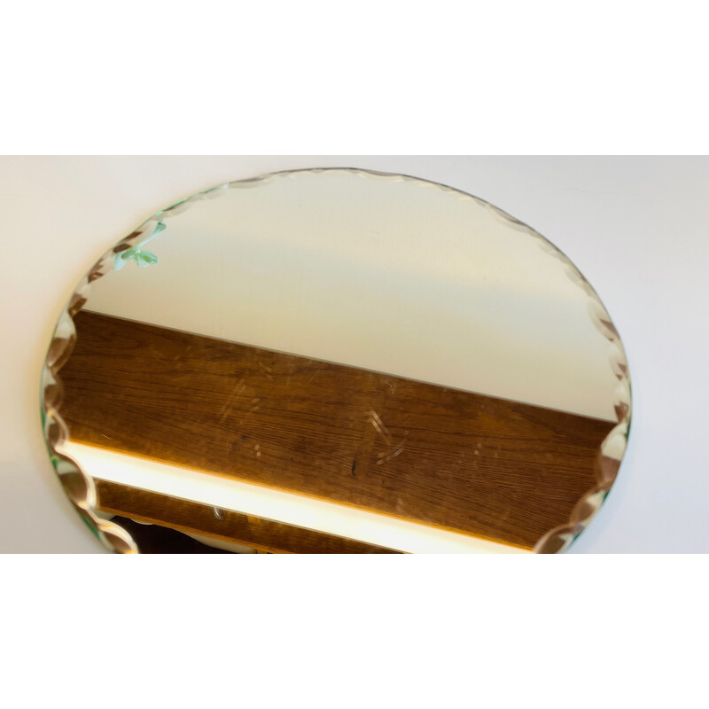 Vintage ronde afgeschuinde tafel spiegel