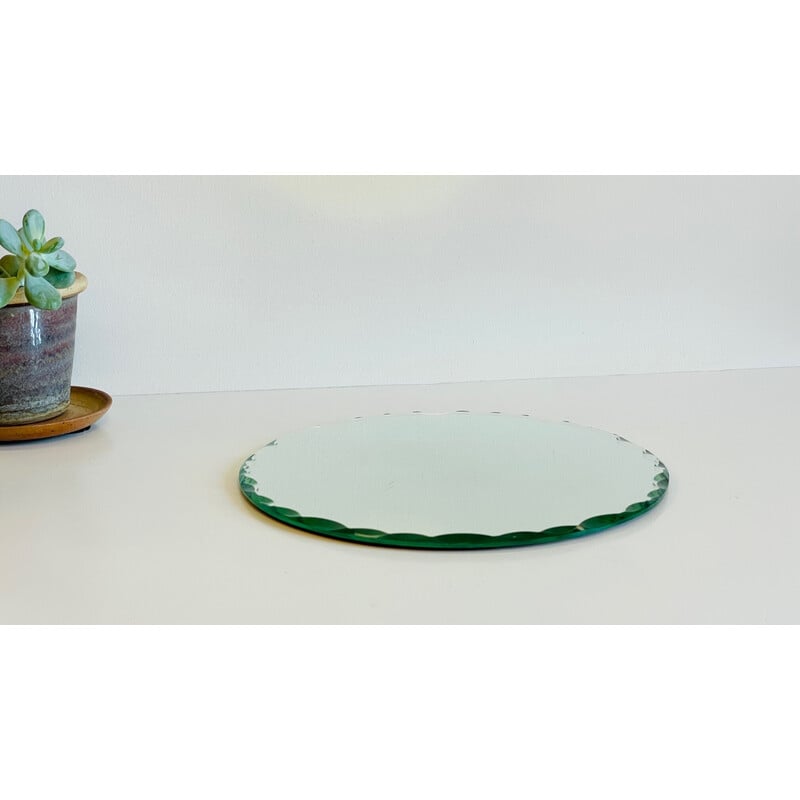 Vintage round and bevelled table mirror