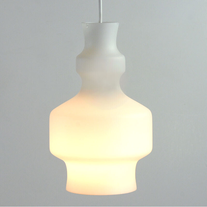 Vintage opalin glass Intra pendant lamp by Raak Amsterdam, 1960s