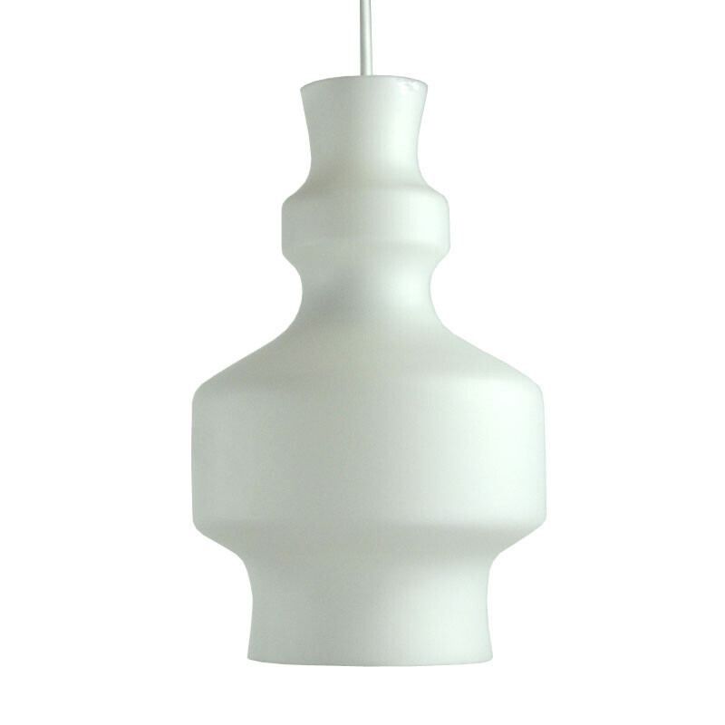 Vintage opalin glass Intra pendant lamp by Raak Amsterdam, 1960s