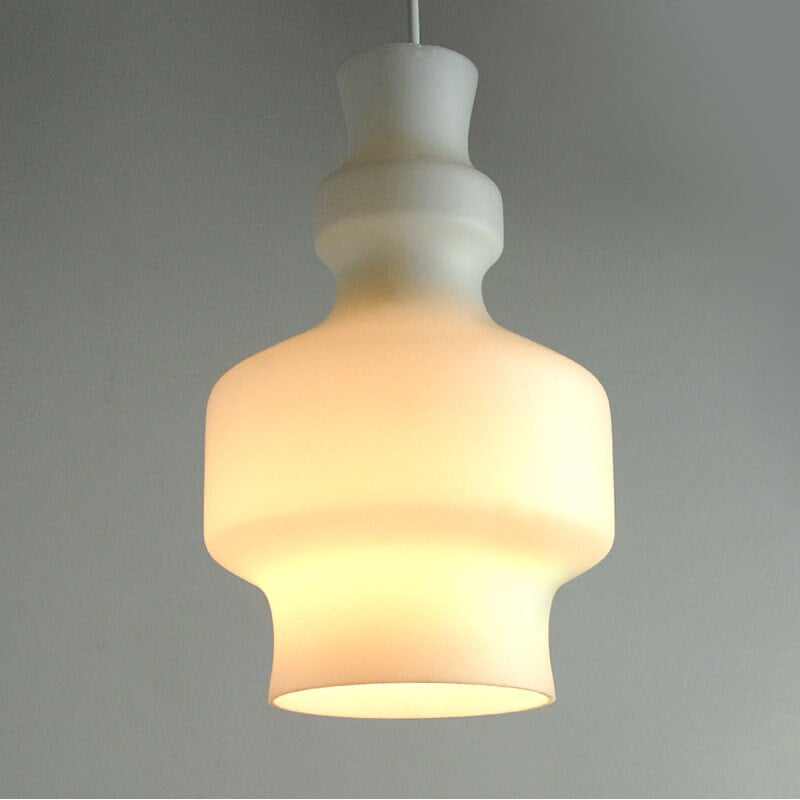 Vintage opalin glass Intra pendant lamp by Raak Amsterdam, 1960s