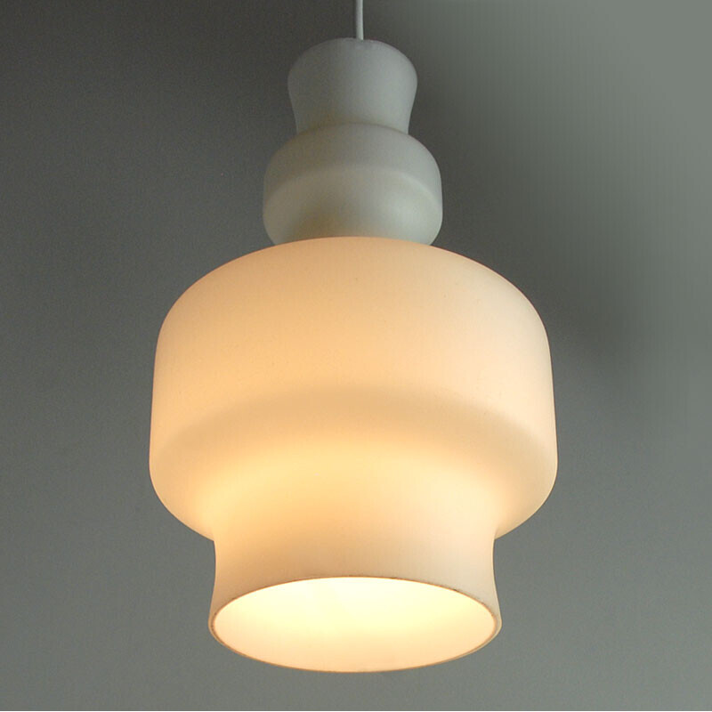 Vintage opalin glass Intra pendant lamp by Raak Amsterdam, 1960s