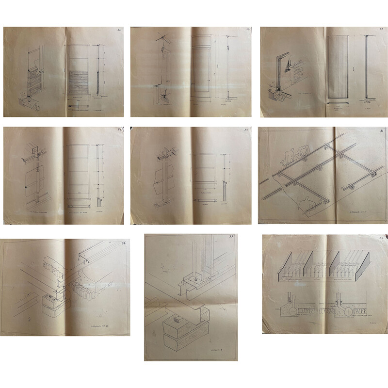 Set of 22 vintage documents from the Jean Prouvé workshops