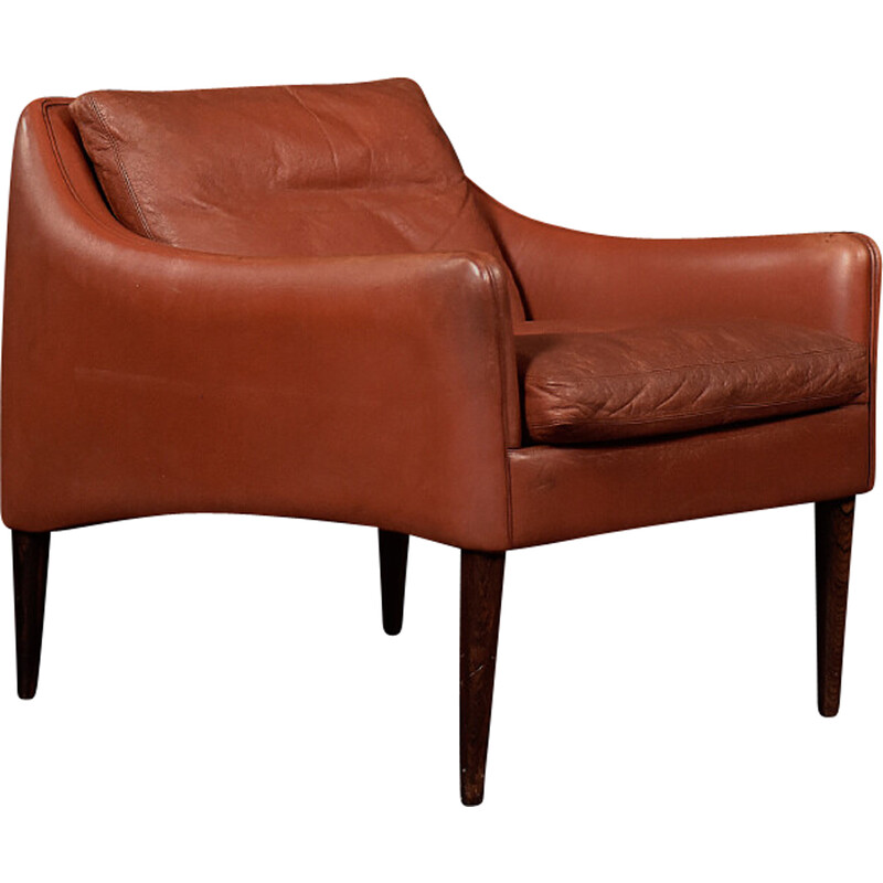 Fauteuil lounge vintage en palissandre et cuir par Hans Olsen pour Cs Møbler, 1958