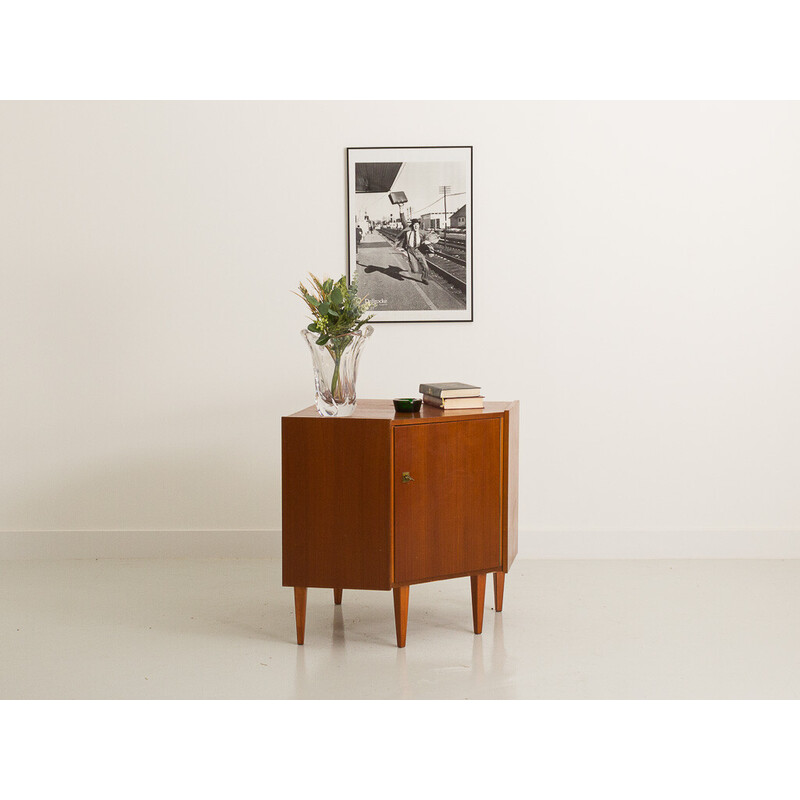 Vintage teak corner cabinet on compass base