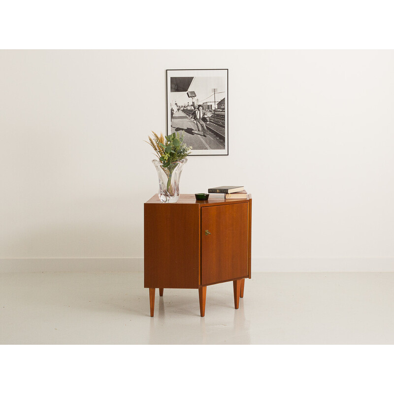 Vintage teak corner cabinet on compass base