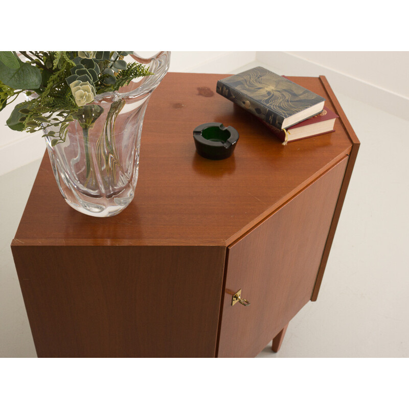 Vintage teak corner cabinet on compass base