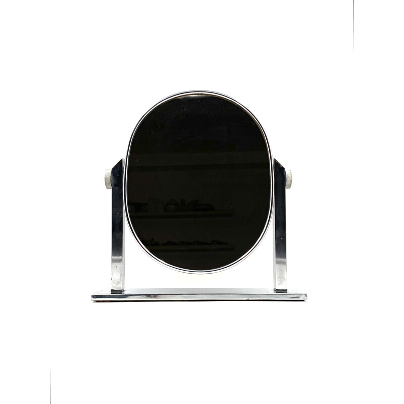 Mid-century nickel-plated brass table mirror, Italy 1960s