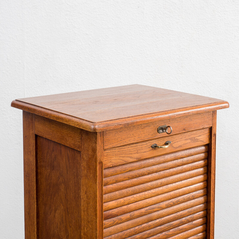 Armário de persianas Vintage em madeira maciça de carvalho, 1940s