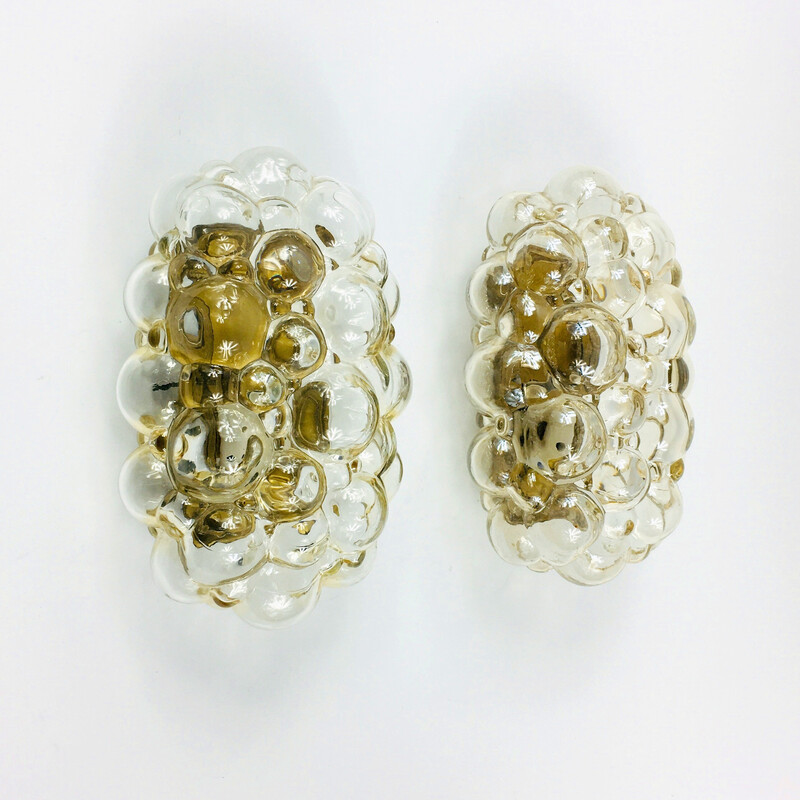 Pair of vintage bubble glass wall lamps by Helena Tynell for Limburg, Germany 1960s