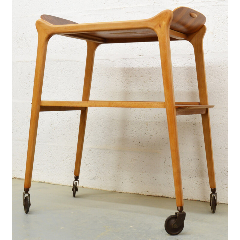 Mid-century beech and walnut tea trolley - 1960s