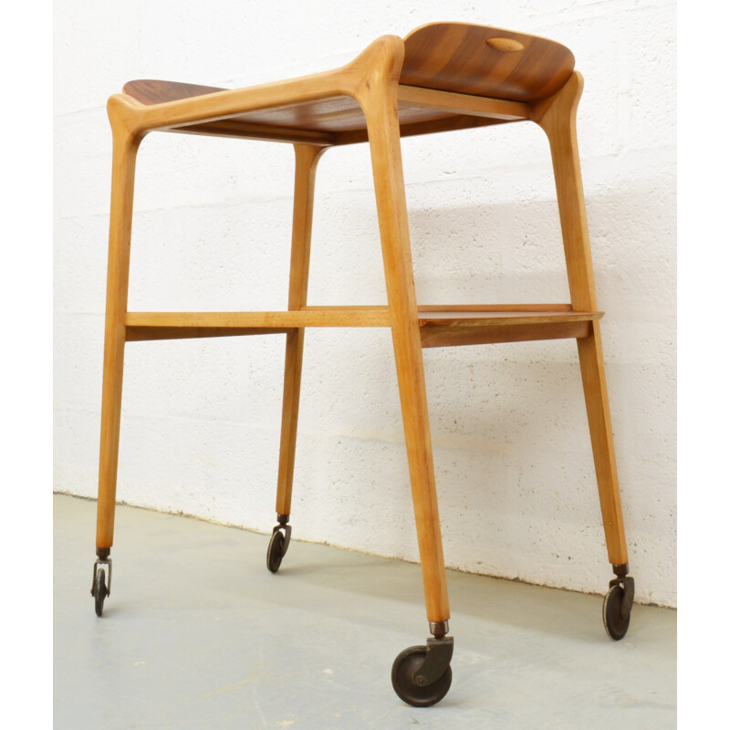 Mid-century beech and walnut tea trolley - 1960s