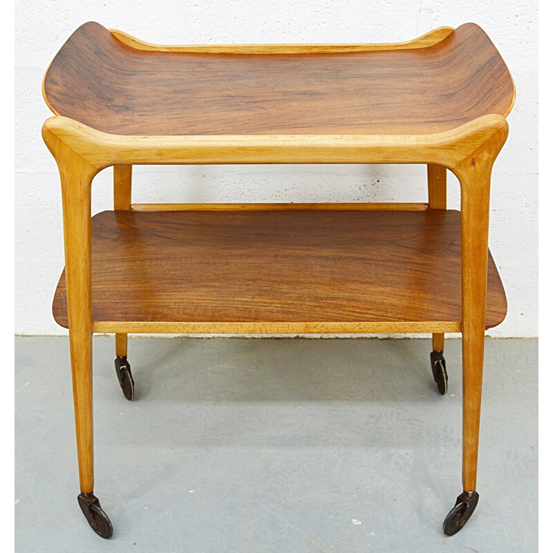 Mid-century beech and walnut tea trolley - 1960s