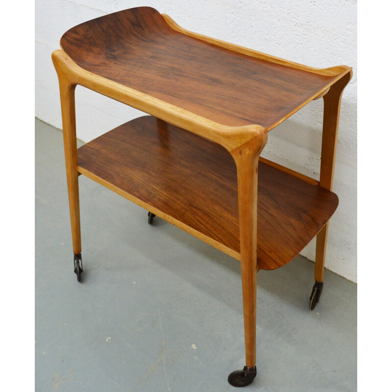 Mid-century beech and walnut tea trolley - 1960s