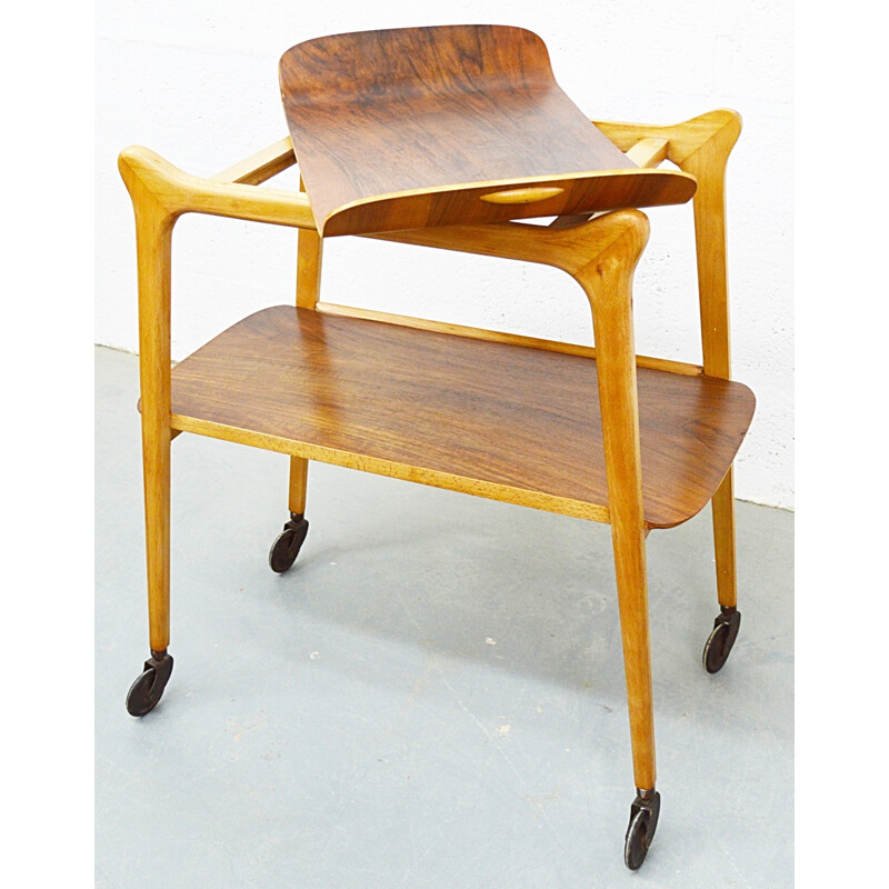 Mid-century beech and walnut tea trolley - 1960s