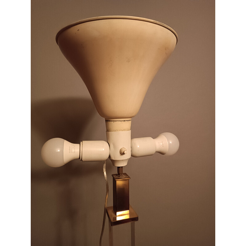 Vintage floor lamp in plexiglass and bronze, 1970-1980