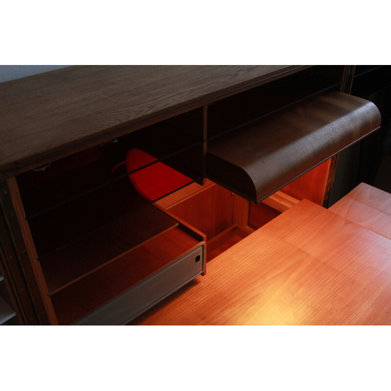 Vintage desk "Magic box" in oak by Mummenthaler and Meier, Switzerland 1950