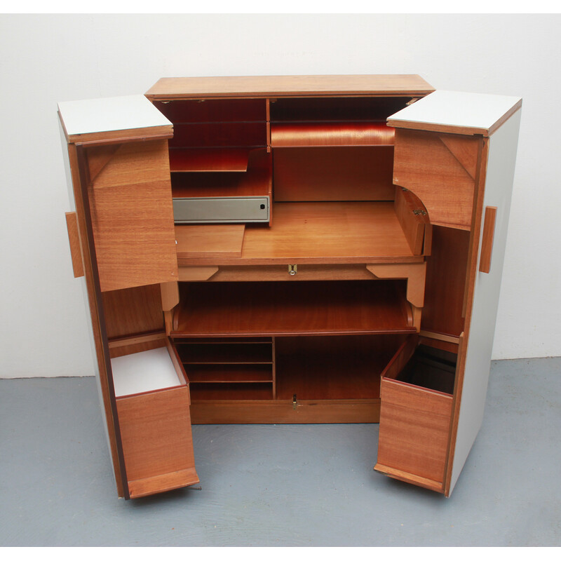 Vintage bureau "Magic box" in eikenhout van Mummenthaler en Meier, Zwitserland 1950