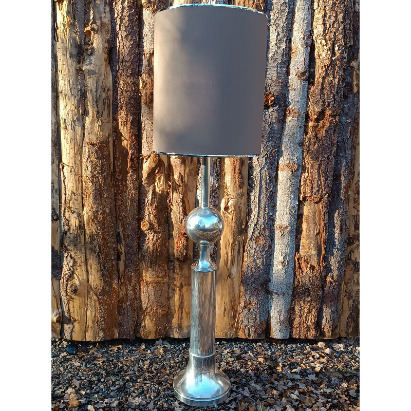 Vintage floor lamp in silvered bronze by Philippe Barbier, 1970s