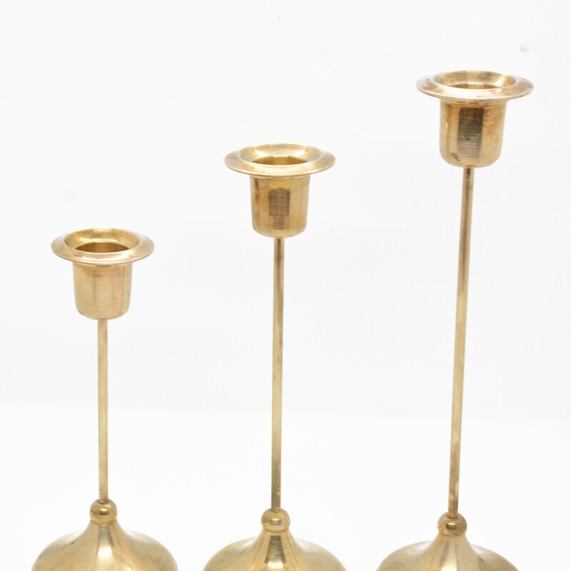 Satz von 3 Vintage-Kerzenhaltern aus Messing, Schweden 1970