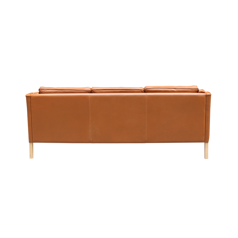 3-seater fawn leather sofa by Borg Morgensen for Stouby - 1960s