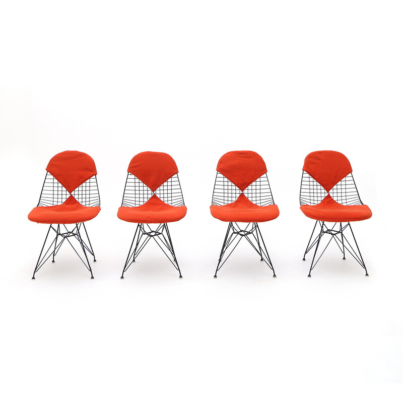 Set di 4 sedie vintage "Wire Chair" di Charles e Ray Eames per Herman Miller, anni '70