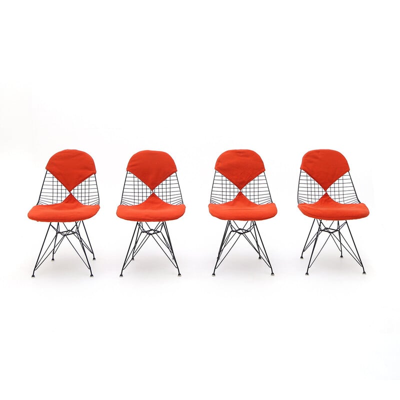 Set of 4 vintage "Wire Chair" chairs by Charles and Ray Eames for Herman Miller, 1970s