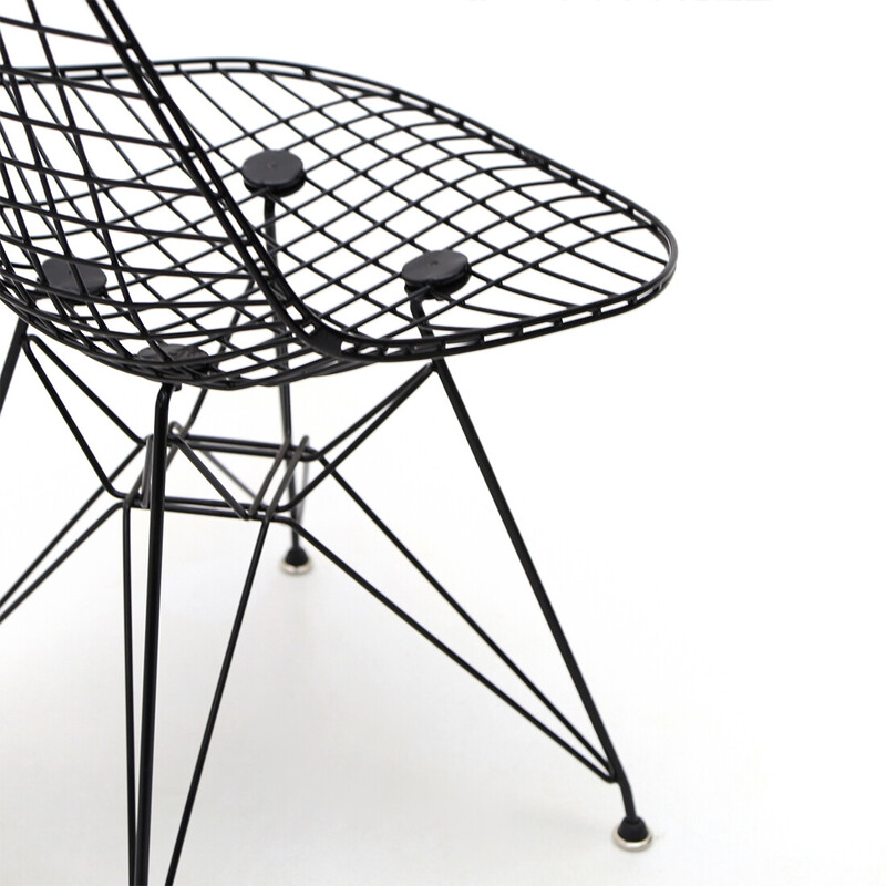 Ensemble de 4 chaises vintage "Wire Chair" par Charles et Ray Eames pour Herman Miller, 1970