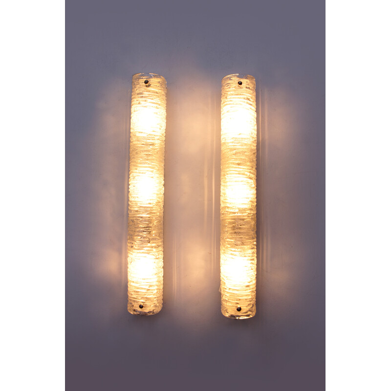 Pair of vintage wall lamps with bubble glass by Honsel Leuchten, Germany 1960