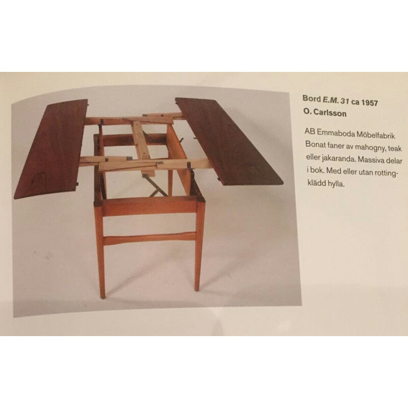Swedish extendable table  produced by AB Emmaboda Möbelfabrik - 1950s