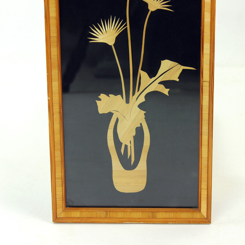 Mid century wall Art piece in straw, Czechoslovakia 1960s