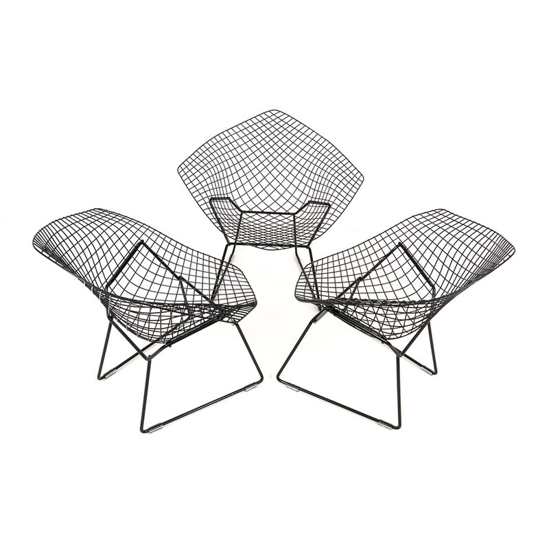 Satz von 3 Vintage Diamond Stühlen von Harry Bertoia für Knoll International, 1970er Jahre