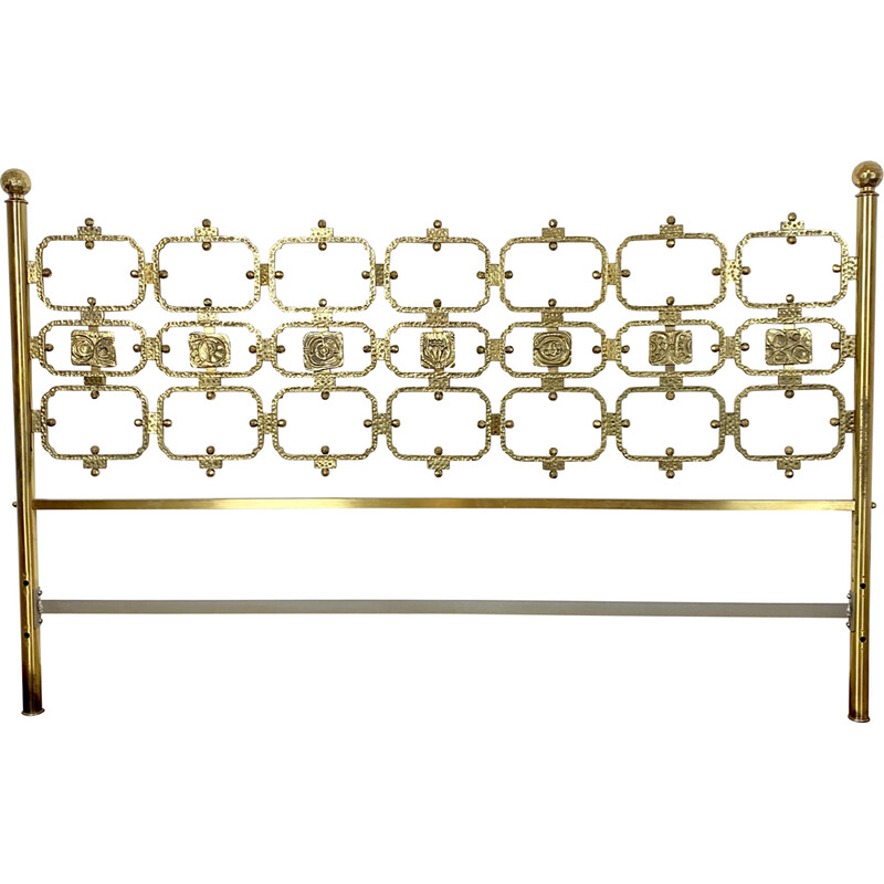 Vintage brass double bed headboard by Osvaldo Borsani