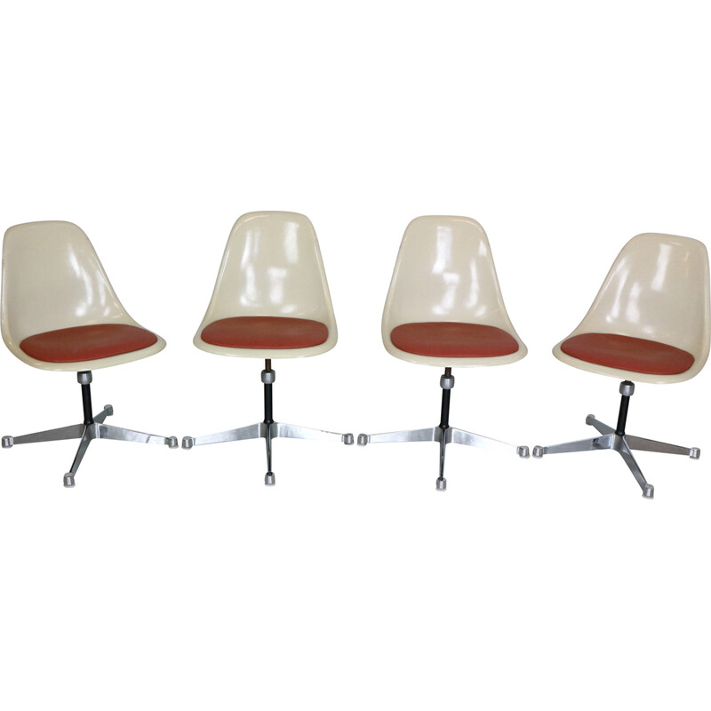 Juego de 4 sillas vintage Contract Base de Charles y Ray Eames para Herman Miller, 1960