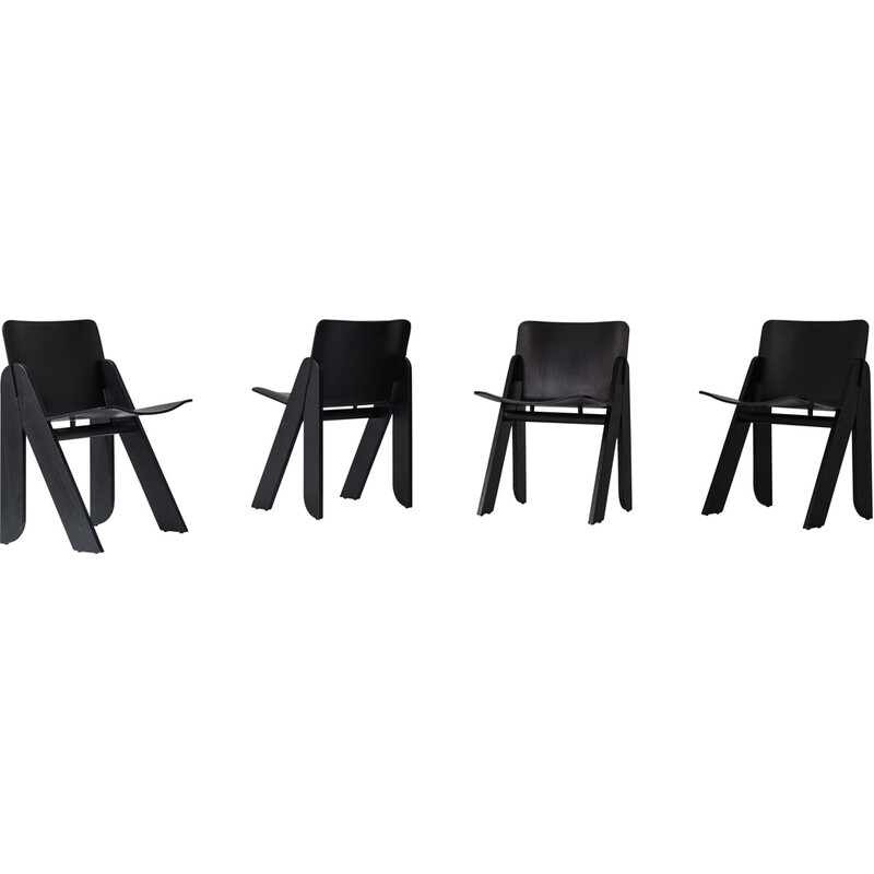 Set of 4 vintage ‘Poeta’ dining chairs by Gigi Sabadin for Stilwood, Italy 1970s