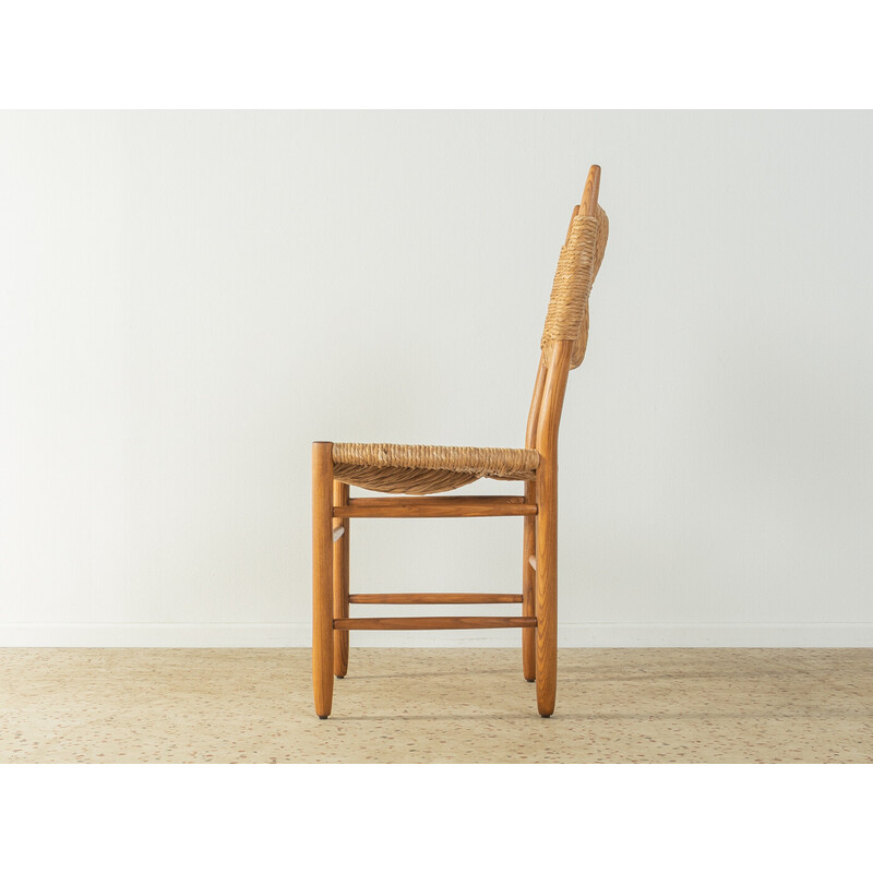 Ensemble de 4 chaises vintage en chêne et raphia, Danemark