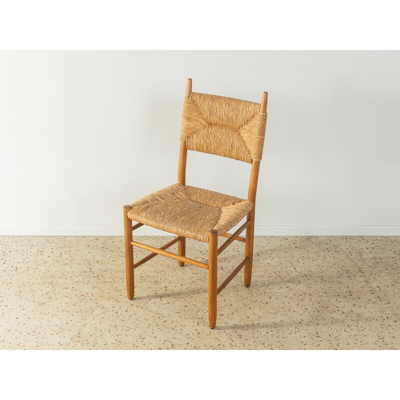 Set of 4 vintage oak and raffia chairs, Denmark