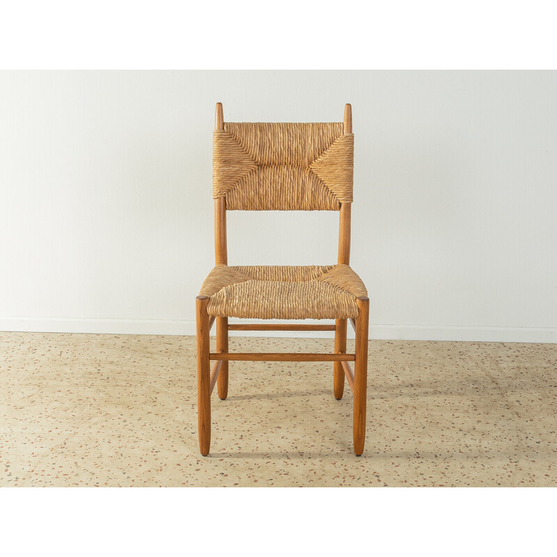 Set of 4 vintage oak and raffia chairs, Denmark