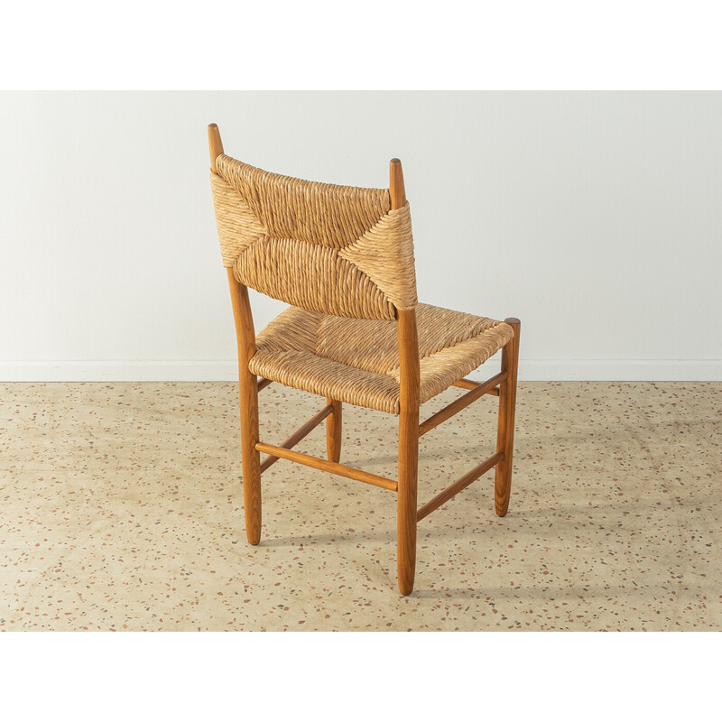 Set of 4 vintage oak and raffia chairs, Denmark