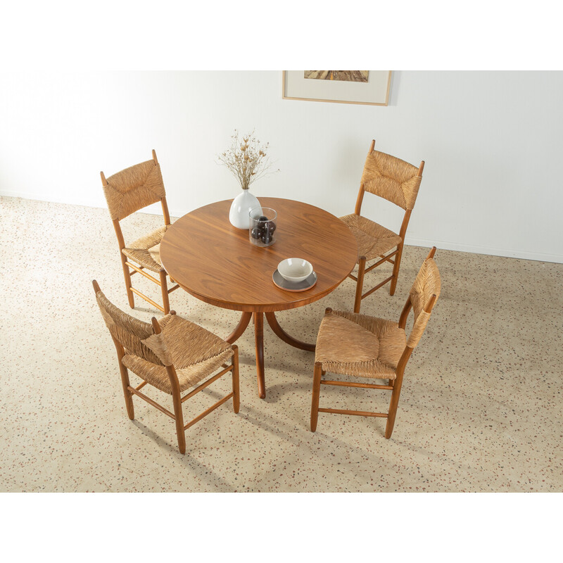 Set of 4 vintage oak and raffia chairs, Denmark