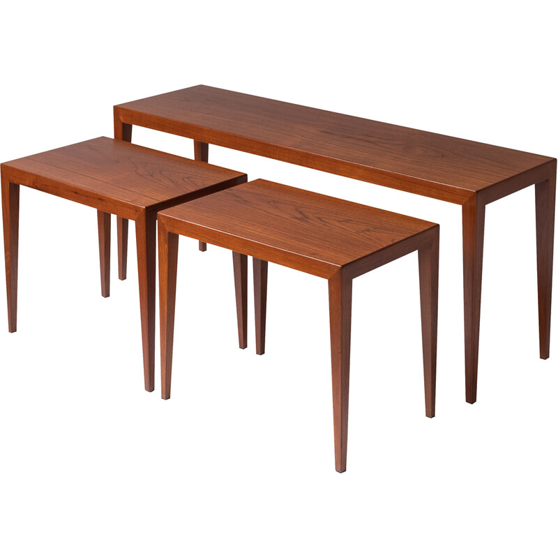 Set di 3 tavolini vintage in teak di Severin Hansen Jr. per Haslev Møbelsnedkeri, Danimarca 1960