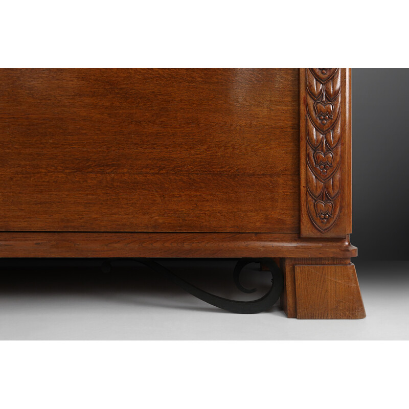Vintage Art Deco lowboard in wood and marble, 1940s
