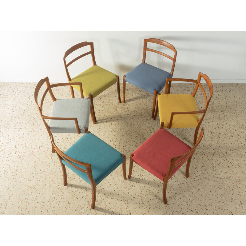 Ensemble de 6 chaises vintage en teck par Ole Wanscher pour A.J. Iversen, Danemark 1960