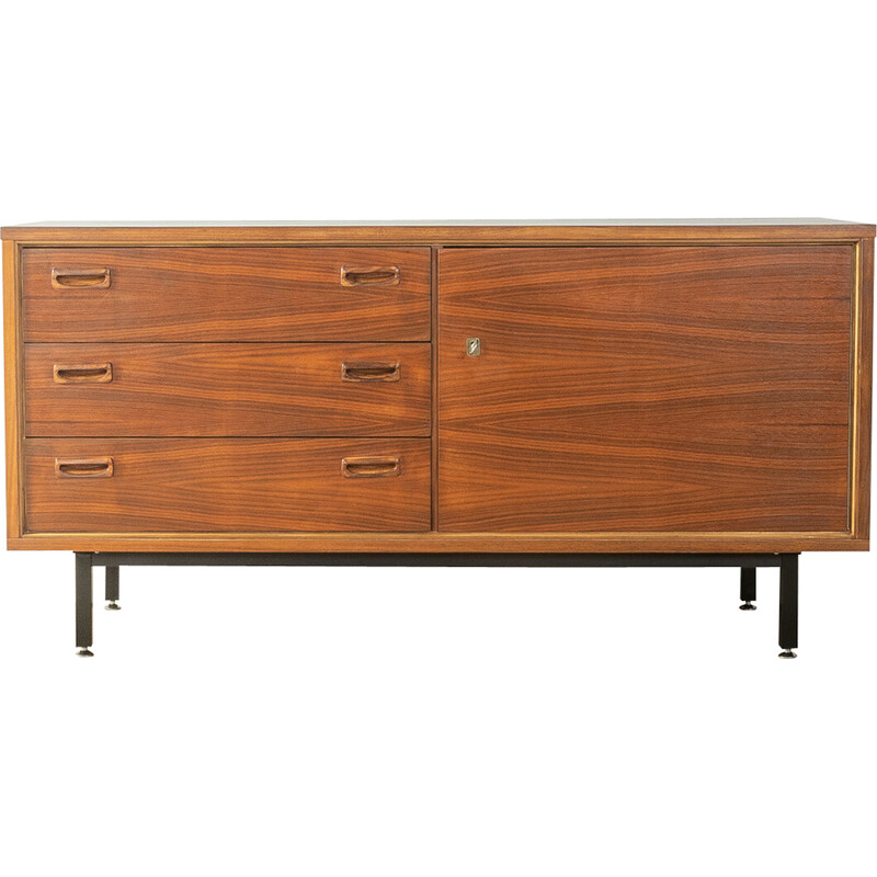 Credenza vintage impiallacciata in noce, Germania 1960