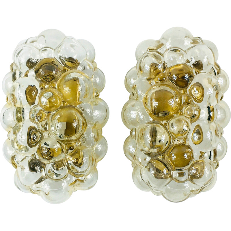 Pair of vintage bubble glass wall lamps by Helena Tynell for Limburg, Germany 1960s