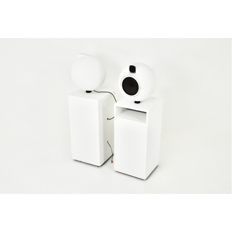 Pair of vintage 4040 speakers in plaster and wood by Elipson, 1970s