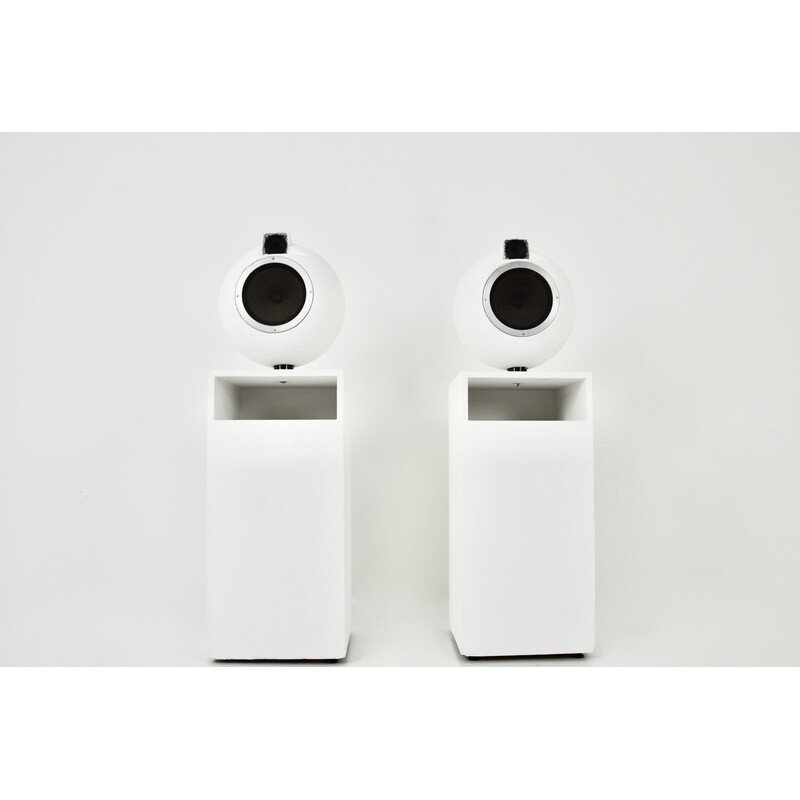Pair of vintage 4040 speakers in plaster and wood by Elipson, 1970s