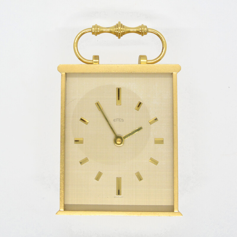 Reloj de viaje vintage hollywood regency brass de Emes, Alemania años 70