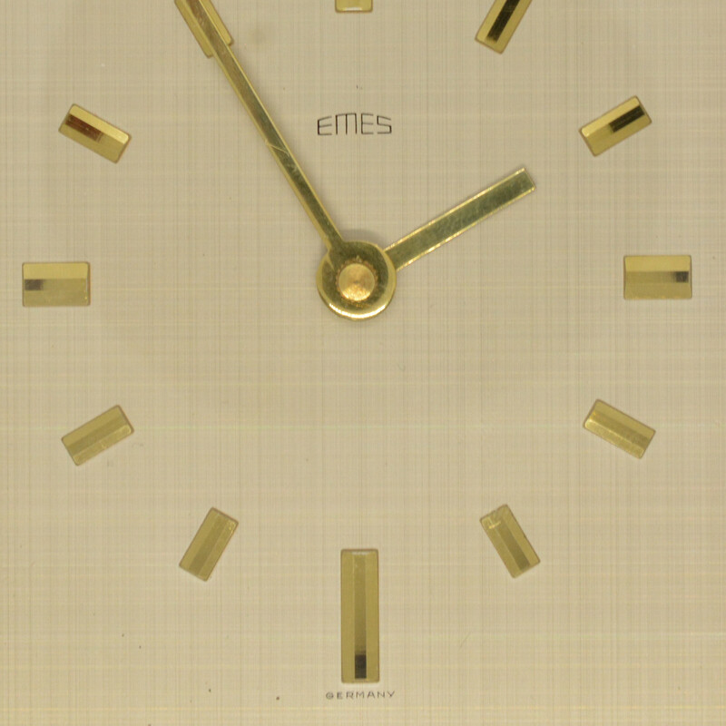 Orologio da viaggio vintage hollywood regency in ottone di Emes, Germania anni '70