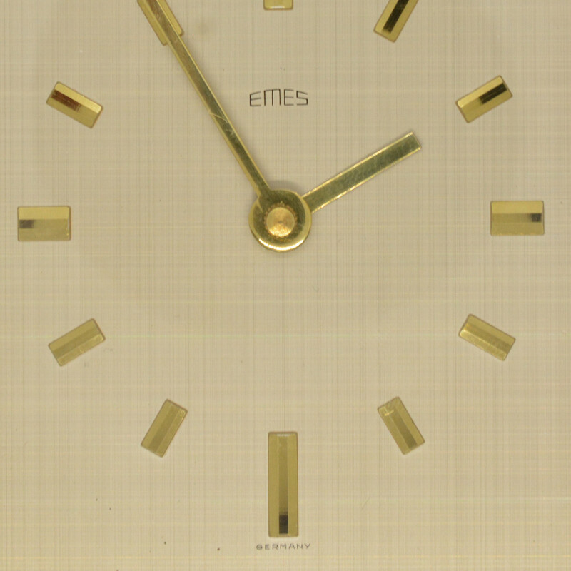 Vintage hollywood regency brass travel clock by Emes, Germany 1970s